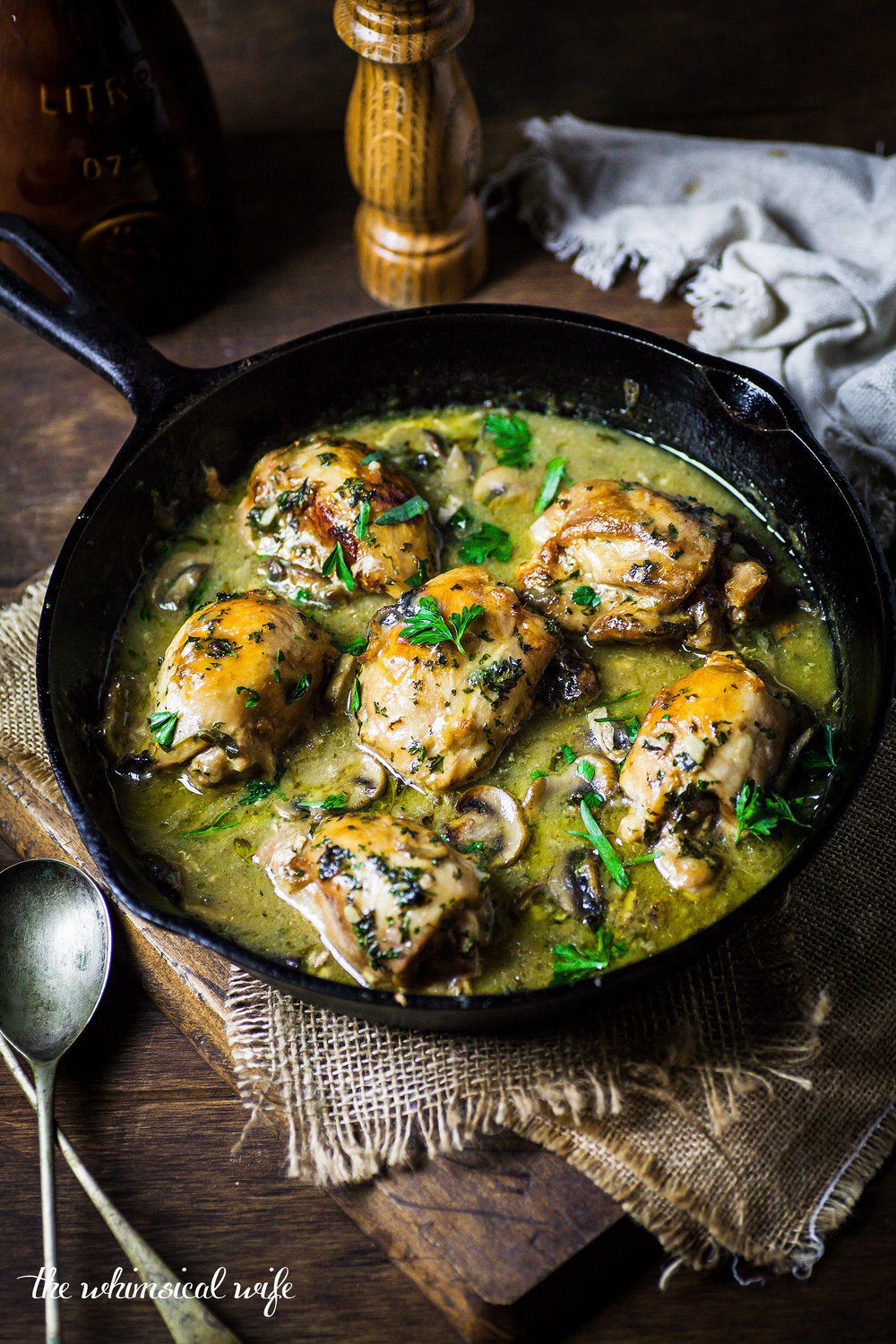 Creamy Chicken Thighs With Mushrooms & Herbs {DF, GF}